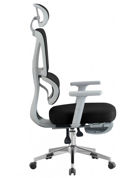 Sillón de oficina DURBUY, alto, ergonómico, gris, malla negra