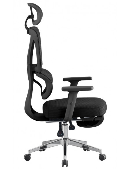 Sillón de oficina DURBUY, alto, ergonómico, negro, malla y asiento negro