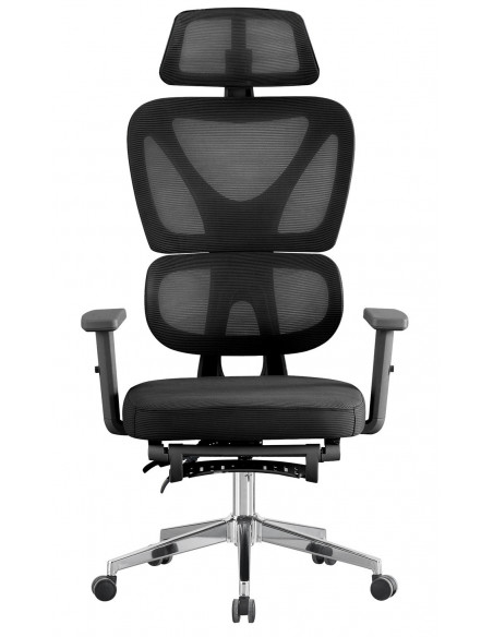 Sillón de oficina DURBUY, alto, ergonómico, negro, malla y asiento negro