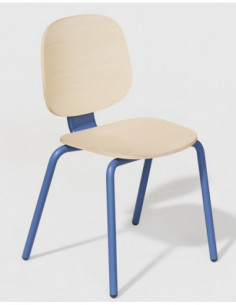 Silla COLMAR, apilable, azul, contrachapado revestido con...