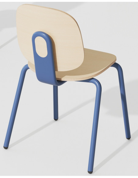 Silla COLMAR, apilable, azul, contrachapado revestido con HPL, color natural