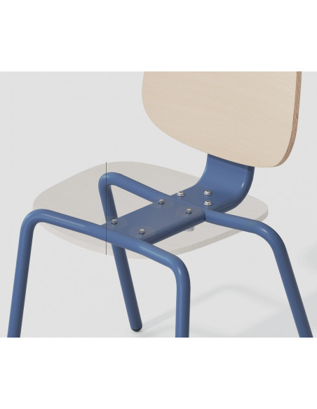 Silla COLMAR, apilable, azul, contrachapado revestido con HPL, color natural