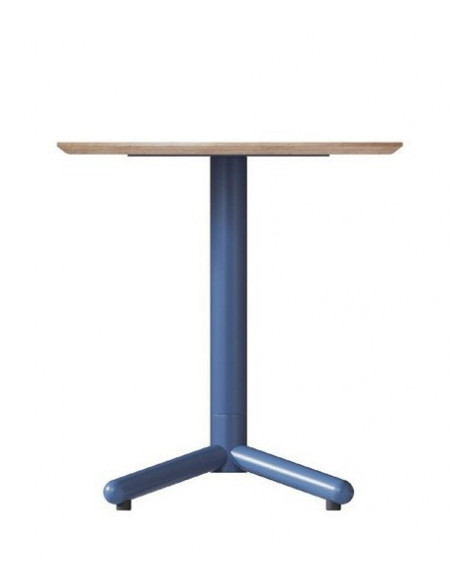 Mesa COLMAR, azul, tapa de contrachapado revestido con HPL, color natural, 70 x 70 cms