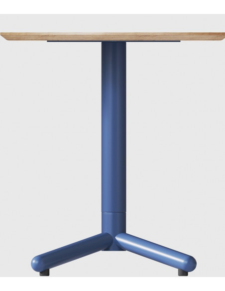 Mesa COLMAR, azul, tapa de contrachapado revestido con HPL, color natural, 70 x 70 cms