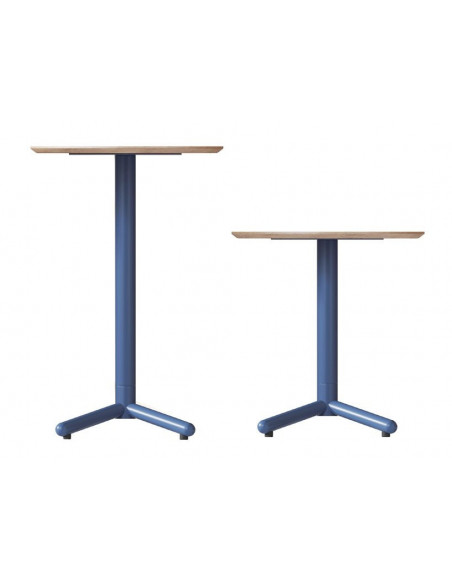 Mesa COLMAR, azul, tapa de contrachapado revestido con HPL, color natural, 70 x 70 cms