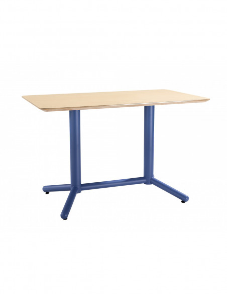 Mesa COLMAR, azul, tapa de contrachapado revestido con HPL, color natural, 120 x 70 cms