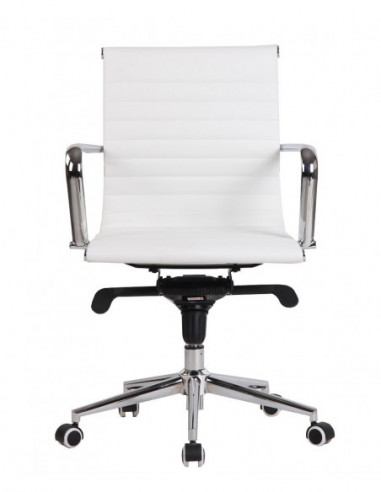 Sillón de oficina ROTERDAM, giratorio, similpiel blanca