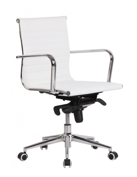 Sillón de oficina ROTERDAM, giratorio, similpiel blanca