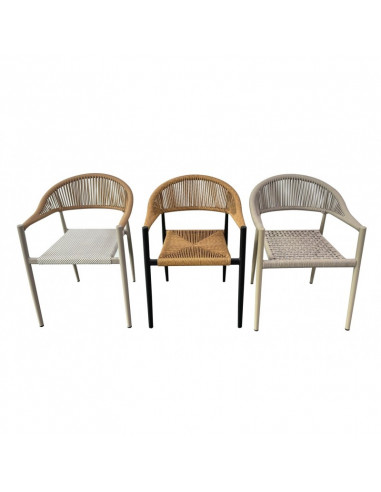 Sillón MÓNACO, apilable, aluminio, ratán y teslin