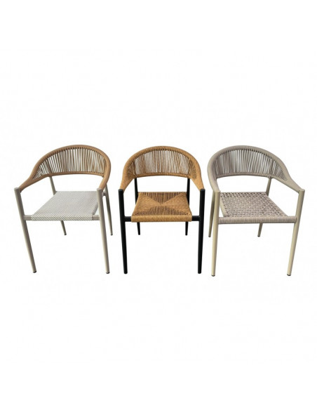 Sillón MÓNACO, apilable, aluminio, ratán y teslin