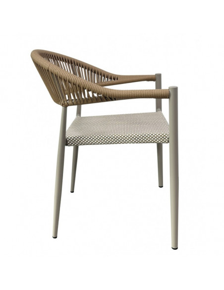 Sillón MÓNACO, apilable, aluminio, ratán y teslin