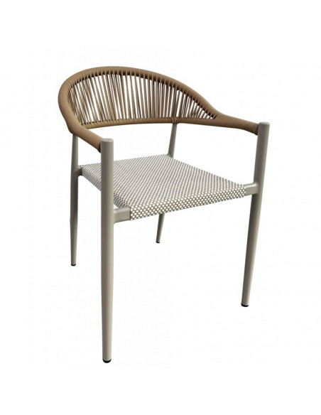 Sillón MÓNACO, apilable, aluminio, ratán y teslin