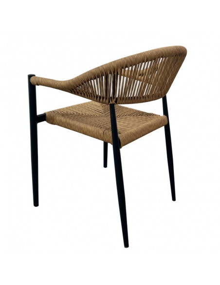 Sillón RIVIERA, apilable, aluminio, ratán marrón