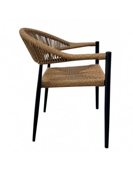 Sillón RIVIERA, apilable, aluminio, ratán marrón