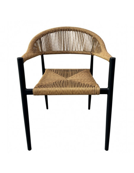 Sillón RIVIERA, apilable, aluminio, ratán marrón