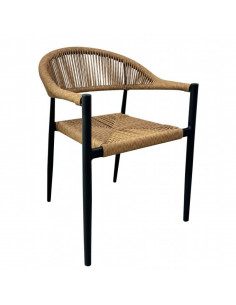 Sillón RIVIERA, apilable, aluminio, ratán marrón