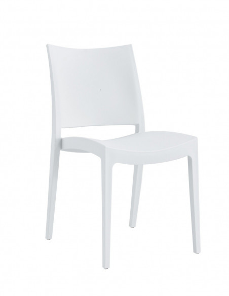 Silla CAPRI, apilable, tratamiento anti UV, polipropileno blanco