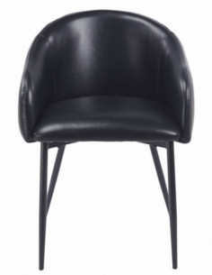 Sillón PELAYO, metal, similpiel vintage negra 2