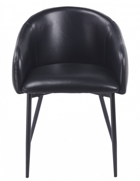 Sillón PELAYO, metal, similpiel vintage negra