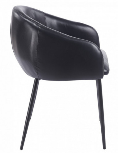 Sillón PELAYO, metal, similpiel vintage negra