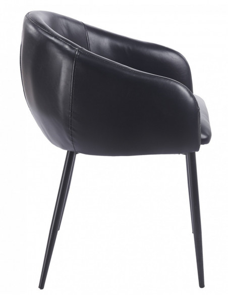 Sillón PELAYO, metal, similpiel vintage negra