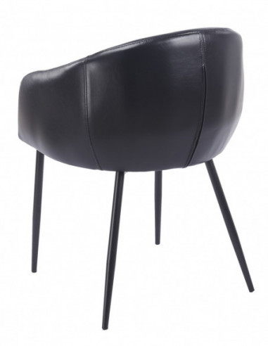 Sillón PELAYO, metal, similpiel vintage negra