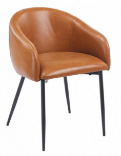 Sillón PELAYO, metal, similpiel vintage marrón