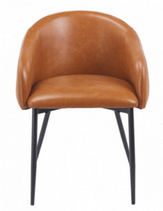 Sillón PELAYO, metal, similpiel vintage marrón 2