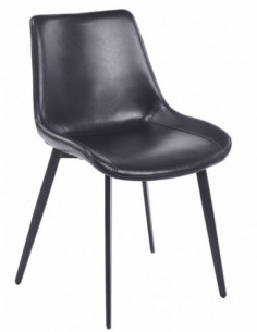 Silla MADRIGAL, metal, similpiel vintage negra