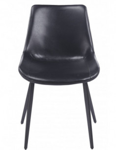 Silla MADRIGAL, metal, similpiel vintage negra 2