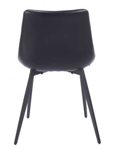 Silla MADRIGAL, metal, similpiel vintage negra