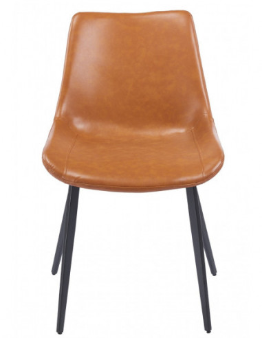 Silla MADRIGAL, metal, similpiel vintage marrón