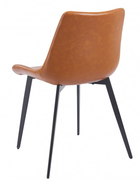 Silla MADRIGAL, metal, similpiel vintage marrón