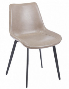 Silla MADRIGAL, metal, similpiel vintage gris