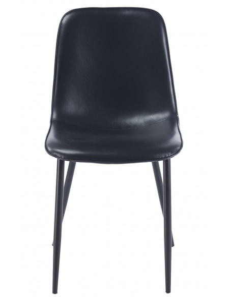 Silla PEÑAFIEL, metal, similpiel vintage negra