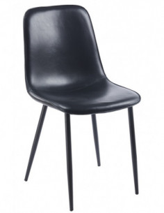 Silla PEÑAFIEL, metal, similpiel vintage negra 2