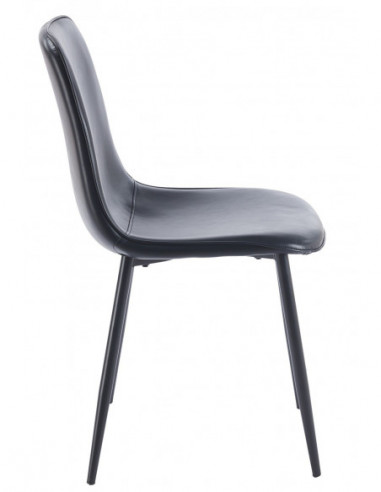 Silla PEÑAFIEL, metal, similpiel vintage negra