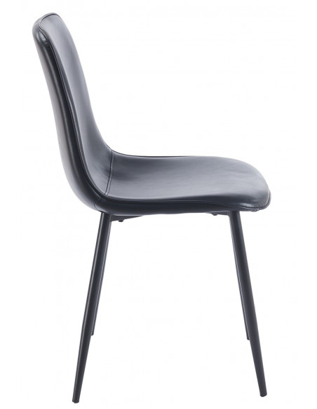 Silla PEÑAFIEL, metal, similpiel vintage negra