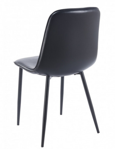 Silla PEÑAFIEL, metal, similpiel vintage negra