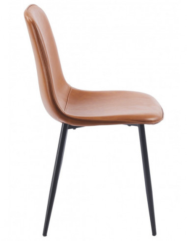 Silla PEÑAFIEL, metal, similpiel vintage marrón