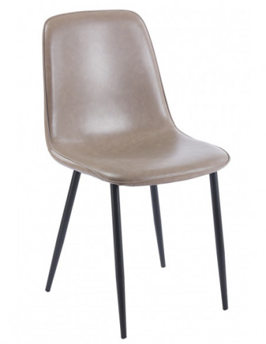 Silla PEÑAFIEL, metal, similpiel vintage gris