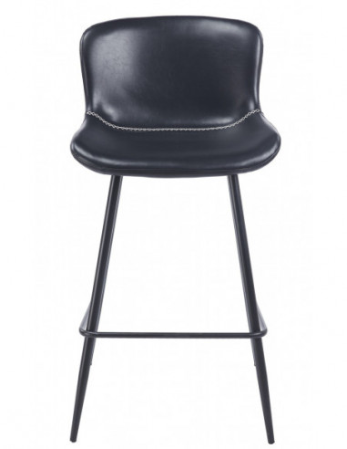 Taburete SAMPER, metal, similpiel vintage negra