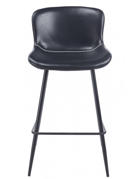 Taburete SAMPER, metal, similpiel vintage negra