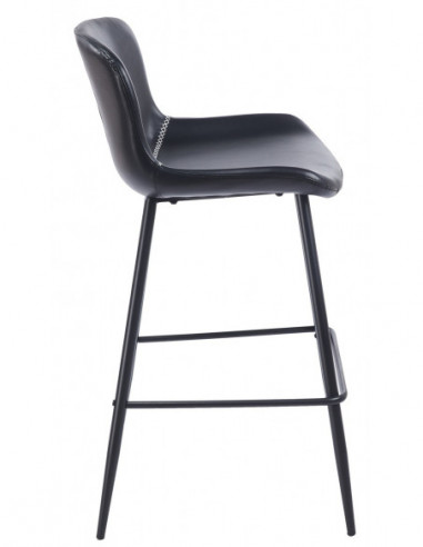 Taburete SAMPER, metal, similpiel vintage negra