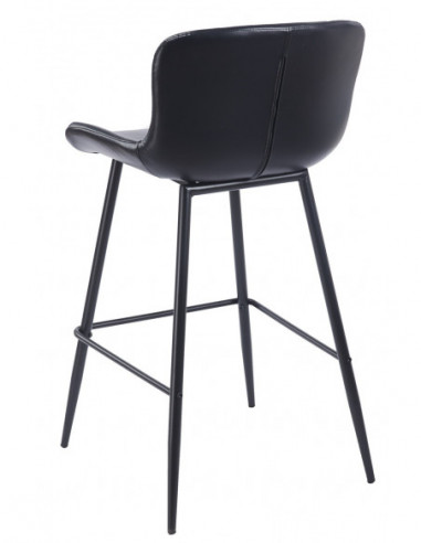 Taburete SAMPER, metal, similpiel vintage negra