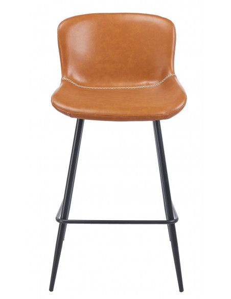 Taburete SAMPER, metal, similpiel vintage marrón