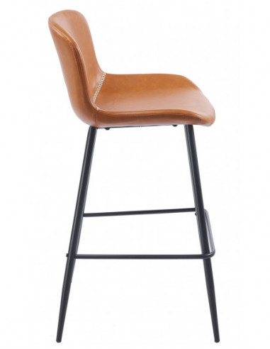 Taburete SAMPER, metal, similpiel vintage marrón