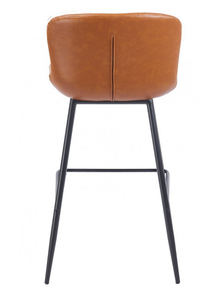 Taburete SAMPER, metal, similpiel vintage marrón