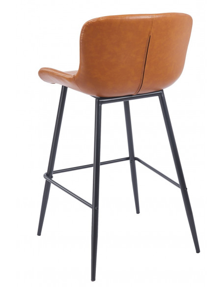 Taburete SAMPER, metal, similpiel vintage marrón