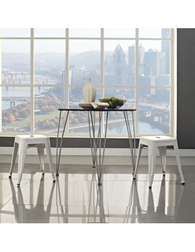 Taburete TOL EK LIMITED 46, bajo, acero, blanco